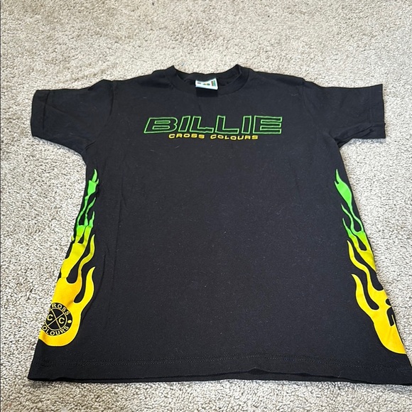 Cross Colours Billie Eilish Ya Dig Flame Tee T-Shirt Black Size S - Picture 1 of 6